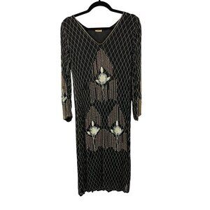 Vintage 100% Silk Beaded Dress Size M